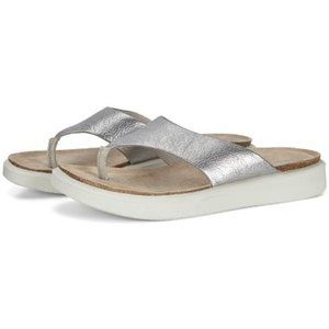 🩶 ECCO Women's Corksphere Thong Flip-Flop Silver Leather